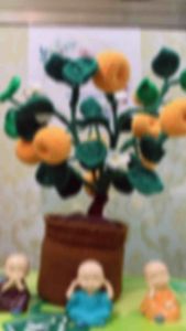 Chậu quất bằng len cho ngày tết