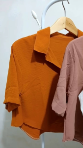 Crop Top Atasan Kemeja Wanita Tangan Pendek Gaya Baru