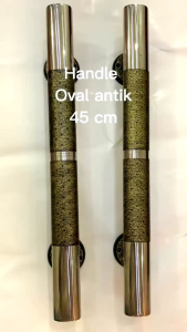 Handle/Tarikan Pintu Rumah Stainless Steel Oval Rintik Antik Panjang 45cm + Set Body Pelor Kunci