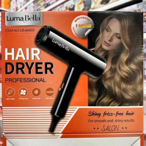 Luma Bella Hair Dryer light weight strong wind soften hair high power shiny frizz- free hair for smooth and shiny result salon professional hair dryer 2speed and 2 heating with concerntrator hang loop power 220-240v 50/60hz 1000W