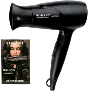 SOKANY professional hair dryer 1600W 3 temperature setting 2 speed setting professional finger diffuser and styling nozzle air intake filter