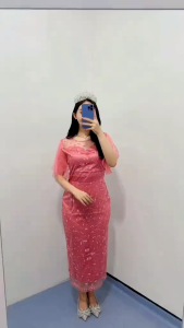 Dress Ratu Pesta Mewah Premium Brukat Natal Midi Dress Bridesmaid Party Dress Anggun Cantik