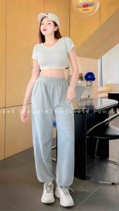 🐻 FLAH Zeza 🐻 ชุดเซ็ทครอปดำ ขาว กางเกง ขาจั้มเทา เสื้อสูง ชุดเซ็ทสองชิ้น ชุดเซ็ตทหายาว ราคาเรียบว่า หรูดูแพง