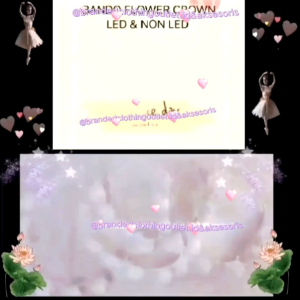 Bando Mahkota Bunga LED & Non LED / Bando Bridal Shower / Bando Bunga Mawar Putih / Bando Fashion Bunga Ros | BC878565