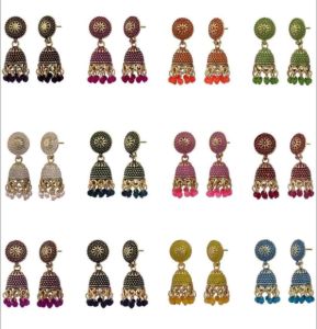 Anting IMPORT Khas INDIA Multicolor Jhumka Tipe Tusuk