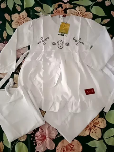 gamis setelan celana putih anak A&J manasik