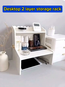 Cosmetic organizer Book Storage desktop rack Cosmetics Rack Multi-layer storage home office school Rak penyimpanan