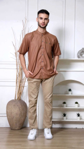 Kemko/baju Koko lengan pendek terbaru warna Brown