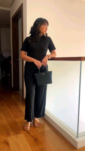 Cotton Knitted Coords/ Set Blouse and Pants Freesize - Back and Side Display - Model Size: M