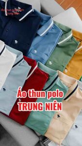 Áo thun Polo nam trung niên có túi Titio thêu hươu màu trơn vải thun cá sấu 4 chiều thoáng mát sang trọng APL006