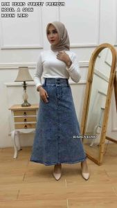Rok Jeans Wanita Panjang Stretch: Stylish & Nyaman