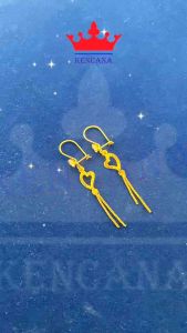 Anting Perak 925 Anting Desi Kait Permata 1 Jurai Bandul Love Ukir Sepuh Emas 24k