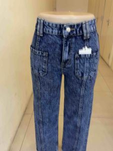 Ladies kitty pocket wide leg Tulang Acid Wash Jeans (Ready Stock)