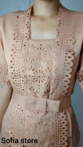 Atasan Kebaya Kutu Baru Lengan Pendek Remaja Dewasa Naumi Warna Cappucino