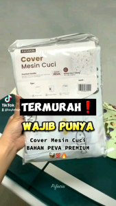 COVER MESIN CUCI 1 2 TABUNG BAHAN PEVA PREMIUM / Sarung Mesin Cuci 1 2 Tabung Penutup Mesin Cuci Anti Noda Tahan air