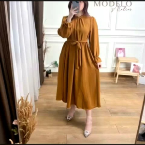 Rubby mini dress/Dress midi simple elegant/Baju wanita muslim matt material crinkle air flow super lembut/dress murah model terbaru