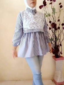 Atasan Blouse Korea Mix Brukat Wanita All Size
