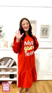 Vitto Kidswear Tunik Anak Perempuan Ruffle Atasan Kaos Lengan Panjang Anak Cewek