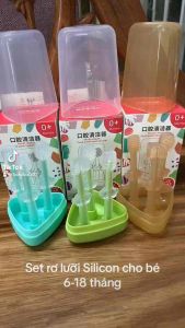 Set Rơ Lưỡi Cho bé Silicon 3 loại tưa lưỡi bàn chải silicon mềm mại cho bé từ 0-18 tháng