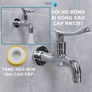 Vòi nước vòi hồ đồng thau xi bóng xả nước siêu mạnh gắn dây tưới ống dẻo Rina RN7207