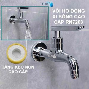 Vòi nước vòi hồ đồng thau xi bóng xả nước siêu mạnh gắn dây tưới ống dẻo Rina RN7203