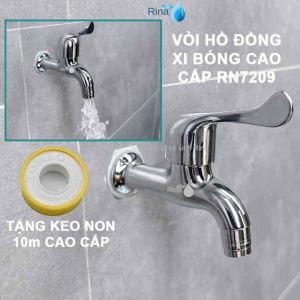 Vòi nước vòi hồ đồng thau xi bóng xả nước siêu mạnh gắn dây tưới ống dẻo Rina RN7209