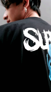 Suppai - Kaos Oversize Pria Skull Mask Ice Blue