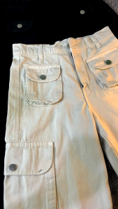 Celana Cargo Denim Pasir Putih Highwaist / Celana Loose Jeans Wanita Korea