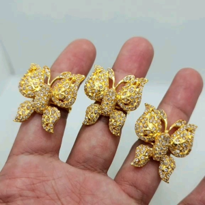 Cincin Kupu Kupu Lapis Emas Permata Sirkon Minyak