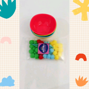 Sortir pompom 4 atau 5 warna dengan mangkok / mainan edukasi sortir pompom