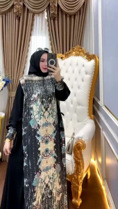 MELINDA Dress Wanita Ceruty babydoll Premium Kombinasi SILK PREMIUM Mewah Set Hijab