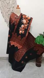 Songket silungkang selendang di sulam full kristal premium hitam tembaga