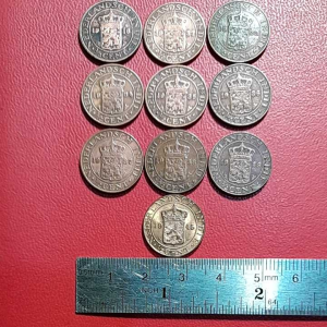 Koin Ned Indie Koleksi kuno ½ cent kecil 10 keping 1916323334353637383945