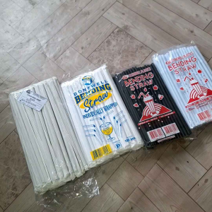 (100 pcs) - Bending plastic Straw with wrap or no wrap