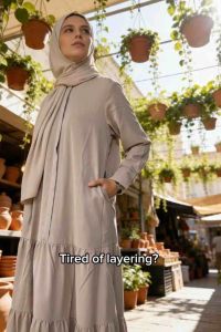 Auravella Premium Muslimah Long Dress in S/M/L and Black / Milo & Beige Cooling Material for All Occasions