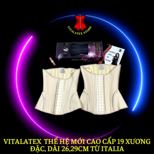 (Free: THANH NỚI + THƯỚC DÂY) Đai nịt bụng ĐẶC Vitalatex thế hệ mới 19 xương dài 26cm29cm nhập khẩu từ Italia-Sản phẩm làm tan mỡ bụng săn chắc vòng eo