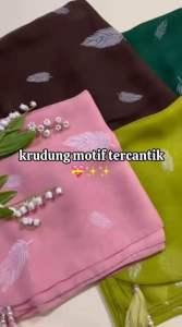 hijab segi empat jambul motif daun terlaris termurah