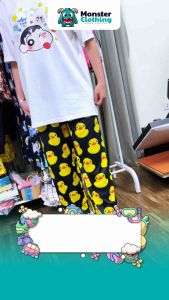 Quần dài hoạt hình ống rộng dáng suông - quần ống rộng mặc ở nhà freesize dưới 70kg