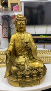 Tượng Nhiên Đăng Lão Cổ Phật Cao 25cm Nặng 2kg Bằng Đồng Vàng Đẹp