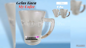 Gelas Kaca Gelas Kopi My Cofee Apel Isi 4 Pcs