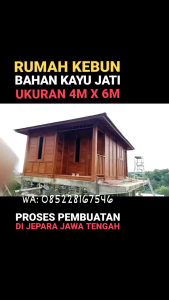 GAZEBO RUMAH KAYU MINIMALIS 4M X 6M KAYU JATI LOKAL