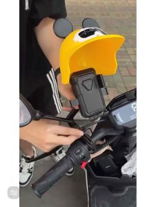 ที่จับมือถือมอเตอร์ไซค์ ที่จับมือถือติดมอเตอร์ไซค์(มีหมวก) รูปแบบหูที่สร้างสรรค์ มิกกี้ มินนี่ การฝนตก ปล่อย ช็อต ป้องกัน แสงแดด จักรยาน