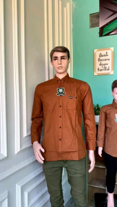 Mocca Kemeja Couple Ayah & Anak Bahan Cigaret Lengan Panjang