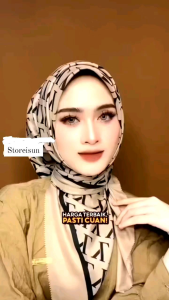 Monogram Pattern Scraf LY Jilbab Voal Branded VH Premium Kerudung Hijab Voal Motif VanillaHijab Termurah