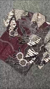 Kemeja Batik Couple Ayah anak Laki laki Baju Batik Seragaman murah Batik Warna Burgandy