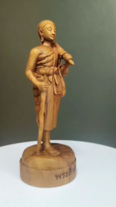 ไม้สักแกะสลัก พระสีวลี ขนาด 5.0x5.0x14.0 cm