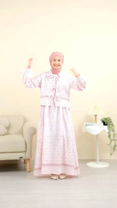 GAMIS SET OUTER TEEN LOOKS GAMIS STYLE REMAJA ZIZA BY CUTETRIK TERBARU 2025 WARNA PINK BUNGA