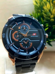 jam tangan gerakan otomatis swiss kinetik army kombinasi hitam rose gold jam tangan pria