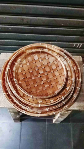 piring bambu bulat - piring lalapan bambu - nampan kecil lalapan - perlengkapan makanan