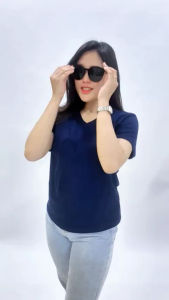 KAOS POLOS V NECK // WANITA DEWASA // LENGAN PENDEK // BAHAN COMBED 24S
